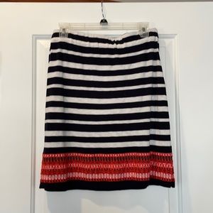 Blue and white striped skirt